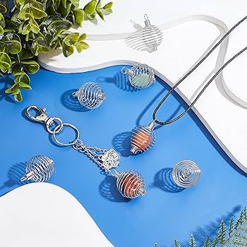 PH PandaHall 15 Pcs Stainless Steel Wrap-Around Spiral Round Bead